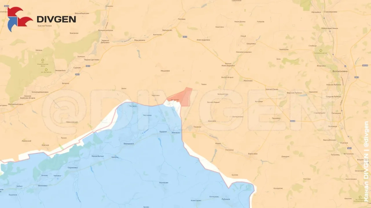 Карта СВО на 18 июля 2025 года. Харьковская область. ВС РФ освободили село Дегтярное. Фото © Telegram / DIVGEN 🚩 Карта СВО