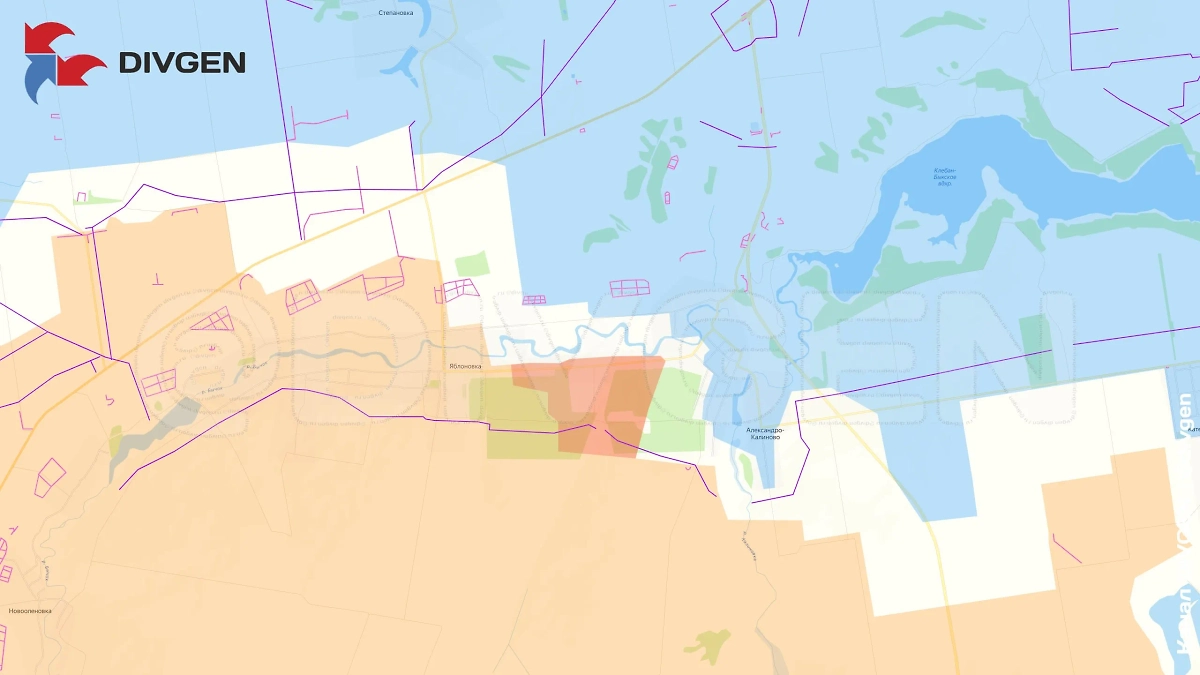 Карта СВО на 19 июля 2025 года. Армия России продвинулась в восточной части Яблоновки на Константиновском направлении. Фото © Telegram / DIVGEN 🚩 Карта СВО