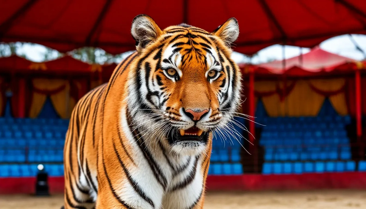 Тигр в цирке. Обложка © Шедеврум / Life.ru