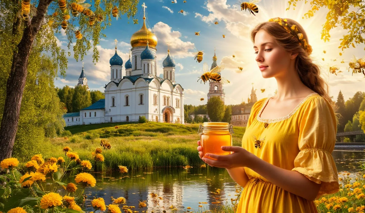 Медовый Спас — это православный праздник, который очевидно связан с пчёлами. Обложка © «Шедеврум»