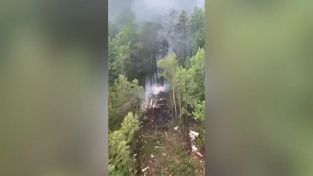 Появились первые кадры с места крушения Ан-24 в Амурской области. Обложка © Telegram / ТЫНДА NEWS
