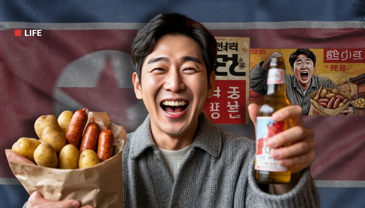 Пиво за 120 и колбаса за 80 рублей: скоро в магазинах появится экзотика из КНДР. Коллаж © Life.ru Фото © «Шедеврум», © Shutterstock / FOTODOM / Tomas Ragina