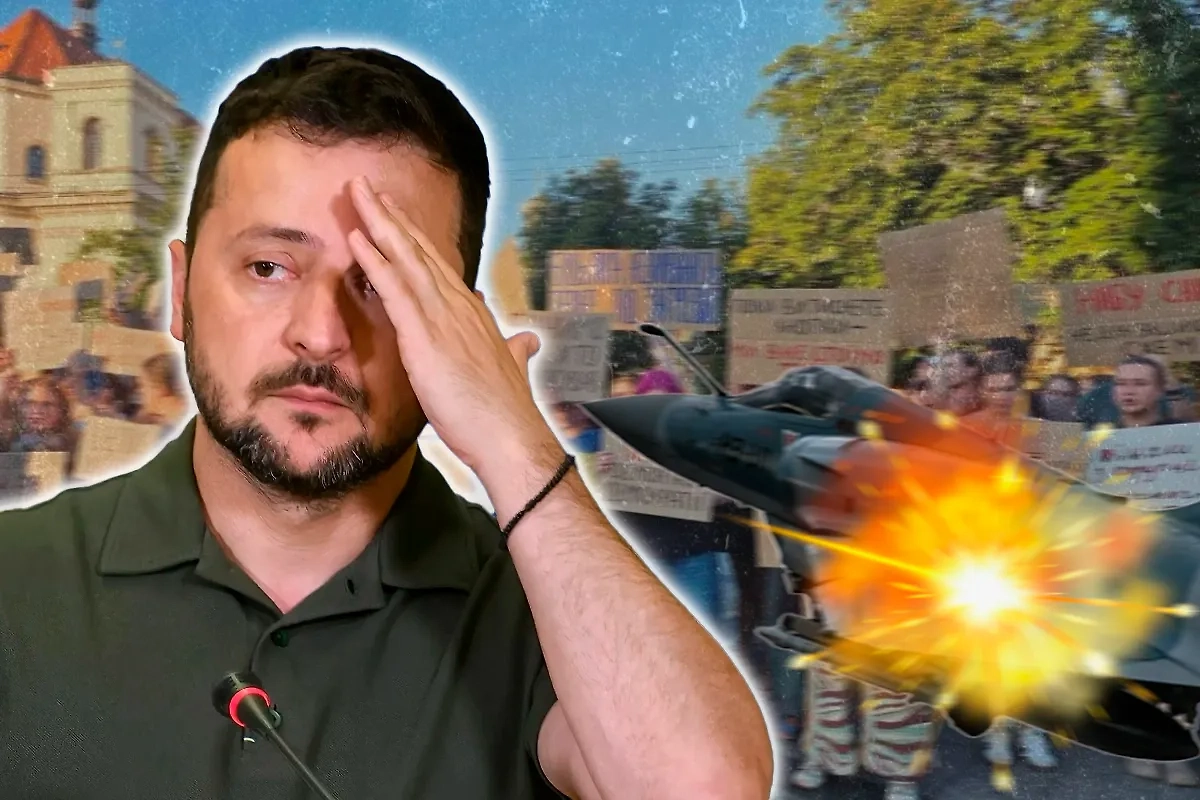 Скандалы, протесты, разбитые самолёты – проблемы Зеленского. Обложка © Коллаж © Life.ru, фото © Shutterstock / FOTODOM / paparazzza, Karol Cygal, © Х / Громадське радiо, © Freepik 