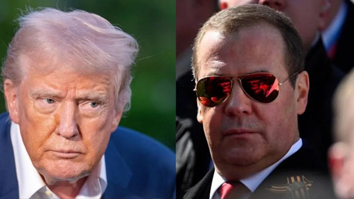 Дмитрий Медведев и Дональд Трамп. Обложка © Shutterstock / FOTODOM / Joey Sussman / Life.ru