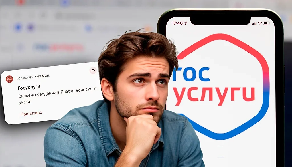 Что значит получение уведомления о внесении в реестр воинского учёта. Обложка © Коллаж © Life.ru, фото © Shutterstock / FOTODOM / KateV28, © «Шедеврум»