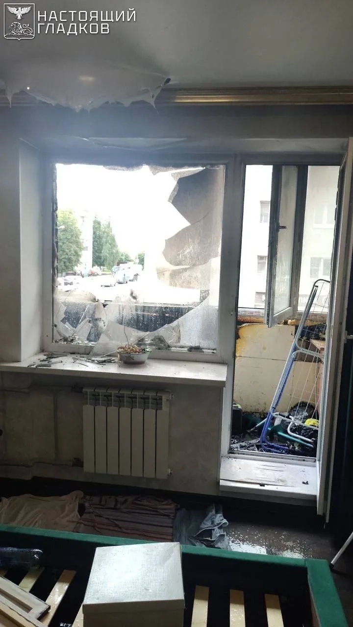 Сгоревший балкон. Фото © Telegram / Настоящий Гладков