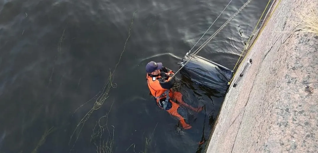 Спасение кота в набережной Фонтанки. Обложка © VK / КОШКИСПАС. Спасение животных