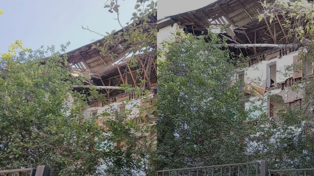 В Чите рухнуло пустующее общежитие бывших студентов ЧТОТиБ. Обложка © Telegram / Babr Mash