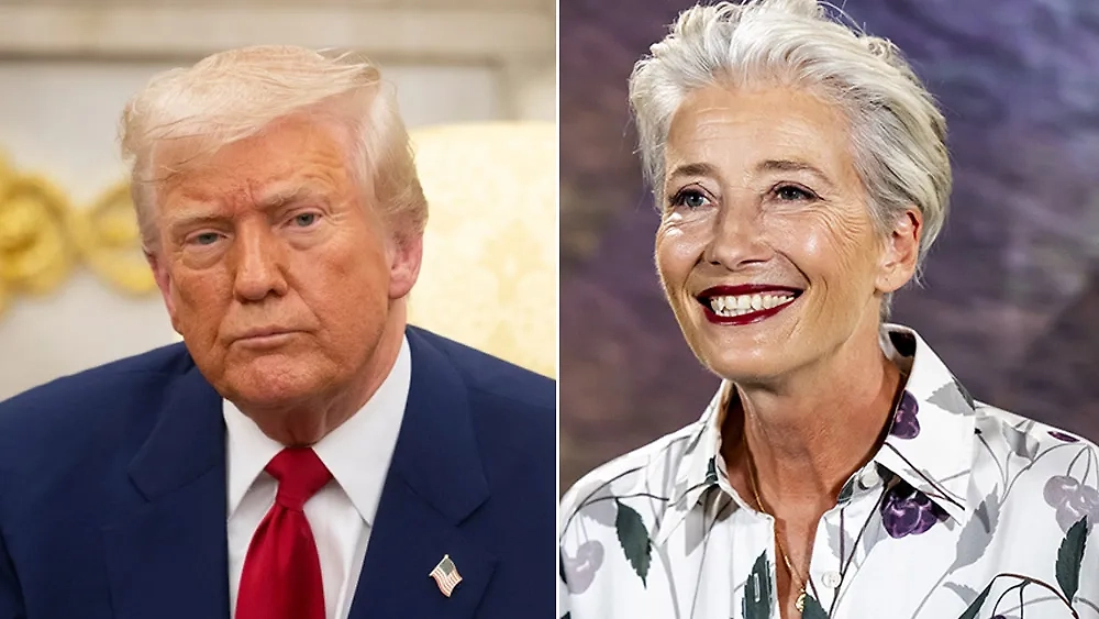 Дональд Трамп и Эмма Томпсон. Обложка © Shutterstock / FOTODOM / noamgalai, ТАСС / ЕРА / JEAN-CHRISTOPHE BOTT