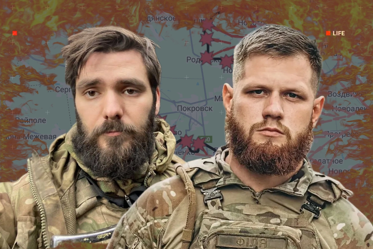 Богдан Кротевич и Сергей Филимонов. Вояки их подразделений — «Азова»* и «Волков да Винчи» — сейчас несут в Донбассе тяжёлые потери. Обложка © Коллаж © Life.ru, фото © Instagram (признан экстремистской организацией и запрещён на территории Российской Федерации) / krotevych_bohdan, © Telegram / Forbes Ukraine, © Google Maps 