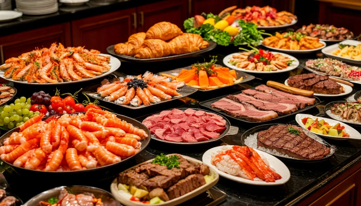 Шведский стол в отеле. Обложка © Шедеврум / Life.ru