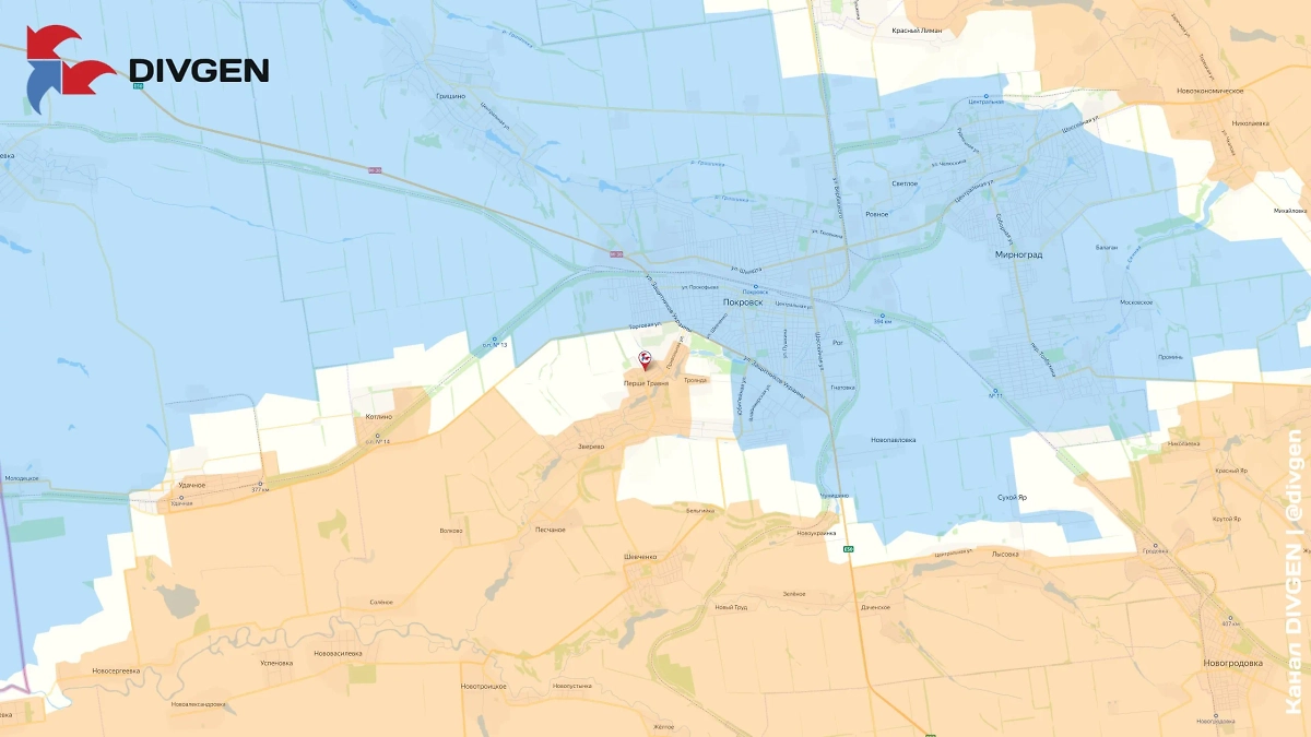 Карта СВО на 28 августа 2025 года. Подразделения группировки войск «Центр» освободили населённый пункт Первое Мая в ДНР. Фото © Telegram / DIVGEN 🚩 Карта СВО