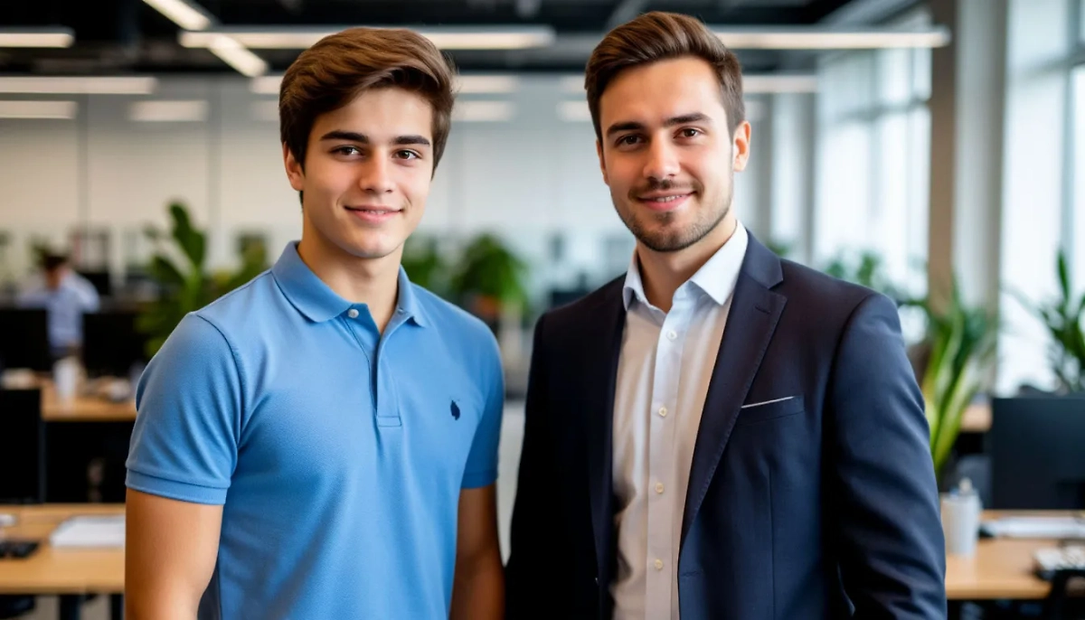 Зумер и милениал в офисе. Обложка © Шедеврум / Life.ru