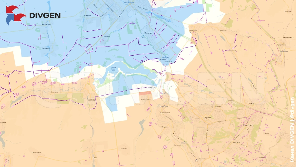 Карта СВО на 23 августа 2025 года. Российские войска завершили освобождение Катериновки. Фото © Telegram / divgen