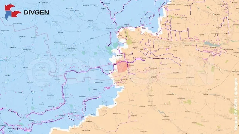 Карта СВО на 1 сентября 2025 года. Армия России продвигается вглубь Днепропетровской области после освобождения Камышевахи. Фото © Telegram / DIVGEN 🚩 Карта СВО