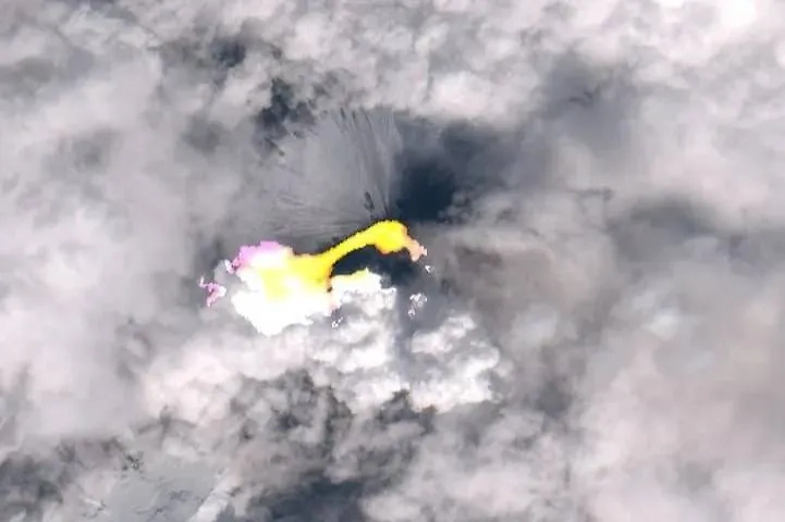 Спутниковый снимок вулкана Ключевской. Фото © Камчатский филиал ФИЦ ЕГС РАН 