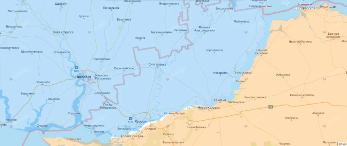 Карты зоны СВО в районе Херсона, 7 августа 2025 года. Фото © divgen.ru