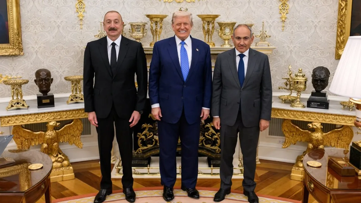 Ильхам Алиев, Дональд Трамп и Никол Пашинян. Обложка © X / WhiteHouse