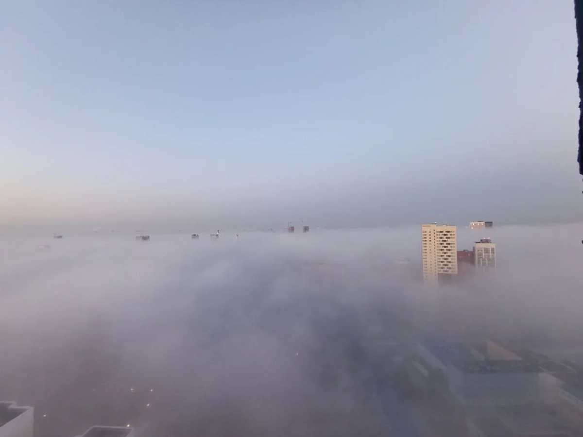 Туман в Екатеринбурге. Фото © Telegram / Екатеринбург Новости