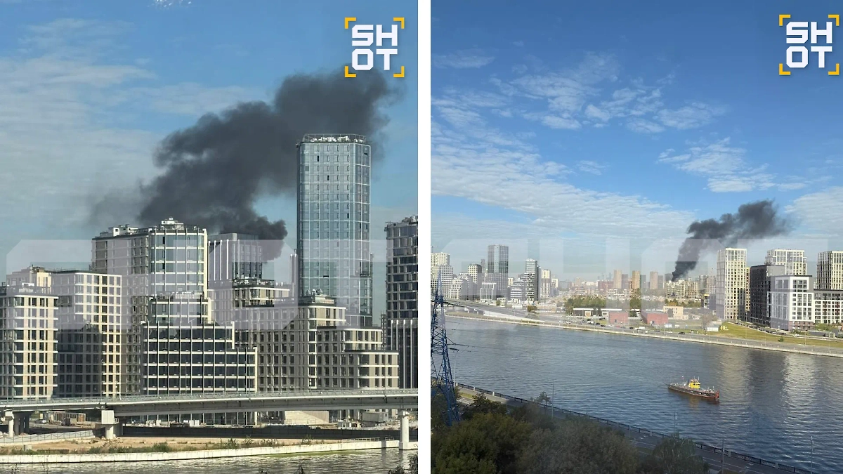 Пожар на стройке в Москве окутал город чёрным дымом. Фото © Telegram / SHOT