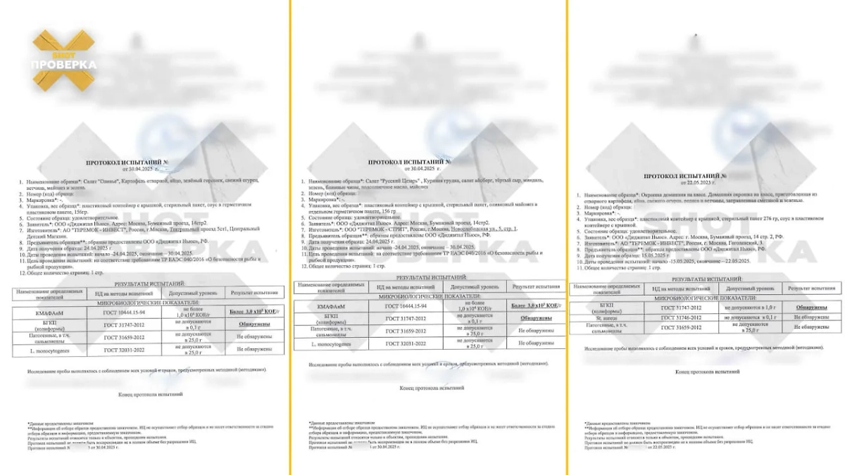 В блюдах «Теремка» нашли кишечную палочку и повышенное содержание вредоносных бактерий. Видео © Telegram/ SHOT ПРОВЕРКА