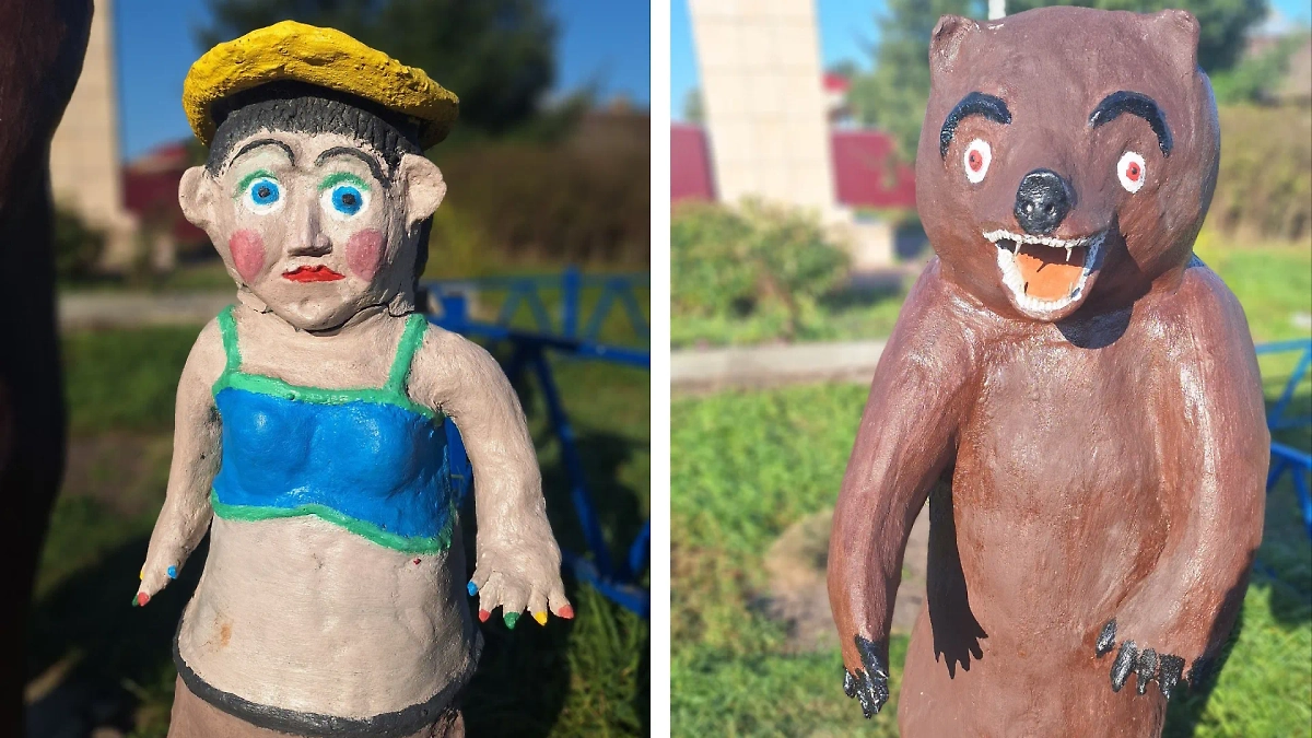 Скульптура «Маша и Медведь». Фото © Telegram / Симбирский шугожор