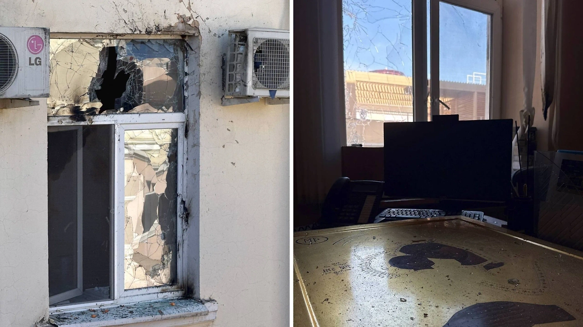 Дроны ВСУ атаковали здание правительства Белгородской области. Фото © Telegram/Настоящий Гладков