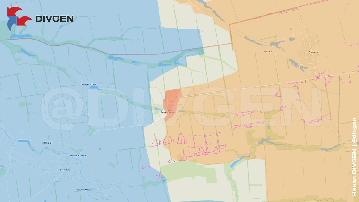 Карта СВО на 20 сентября 2025 года. Запорожская область. В результате решительных наступательных действий российскими бойцами взят под контроль населённый пункт Новоивановка. Фото © Telegram / DIVGEN 🚩 Карта СВО