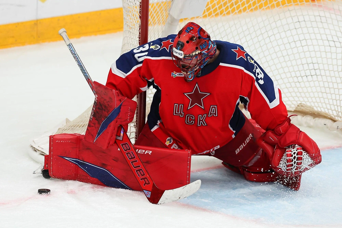 Вратарь ЦСКА Мартин Спенсер. Обложка © Telegram / ХК ЦСКА Москва