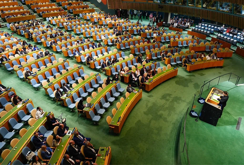 Как на самом деле выглядел зал ООН во время выступления Зеленского. Фото © ТАСС / АР