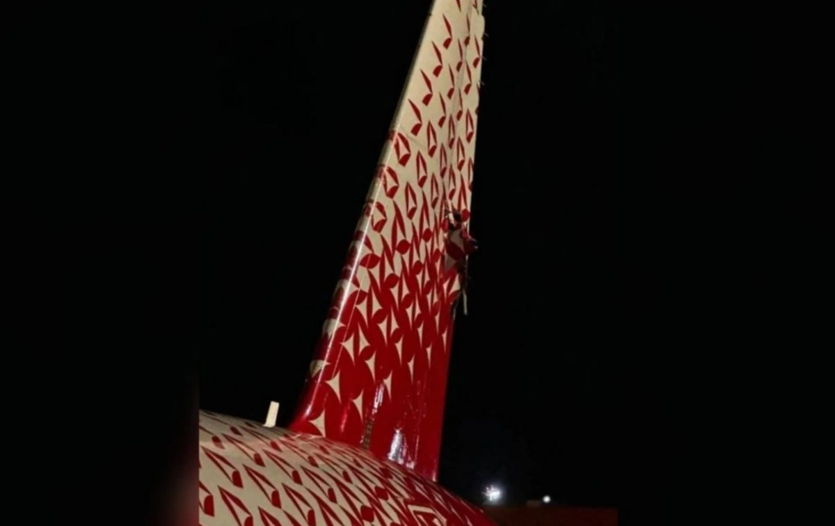 Киль пострадавшего самолёта. Обложка © VK / ЧП и ДТП Москвы