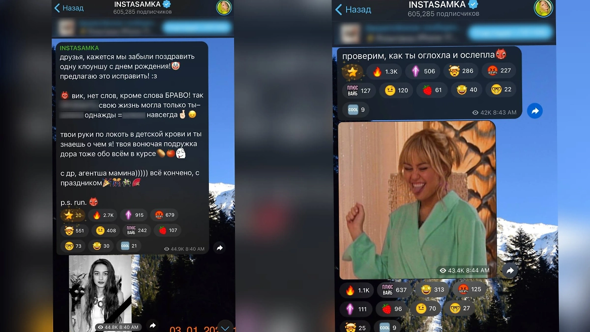 Инстасамка резко высказалась о Мейби Бэйби в день её рождения. Фото © Telegram / INSTASAMKA