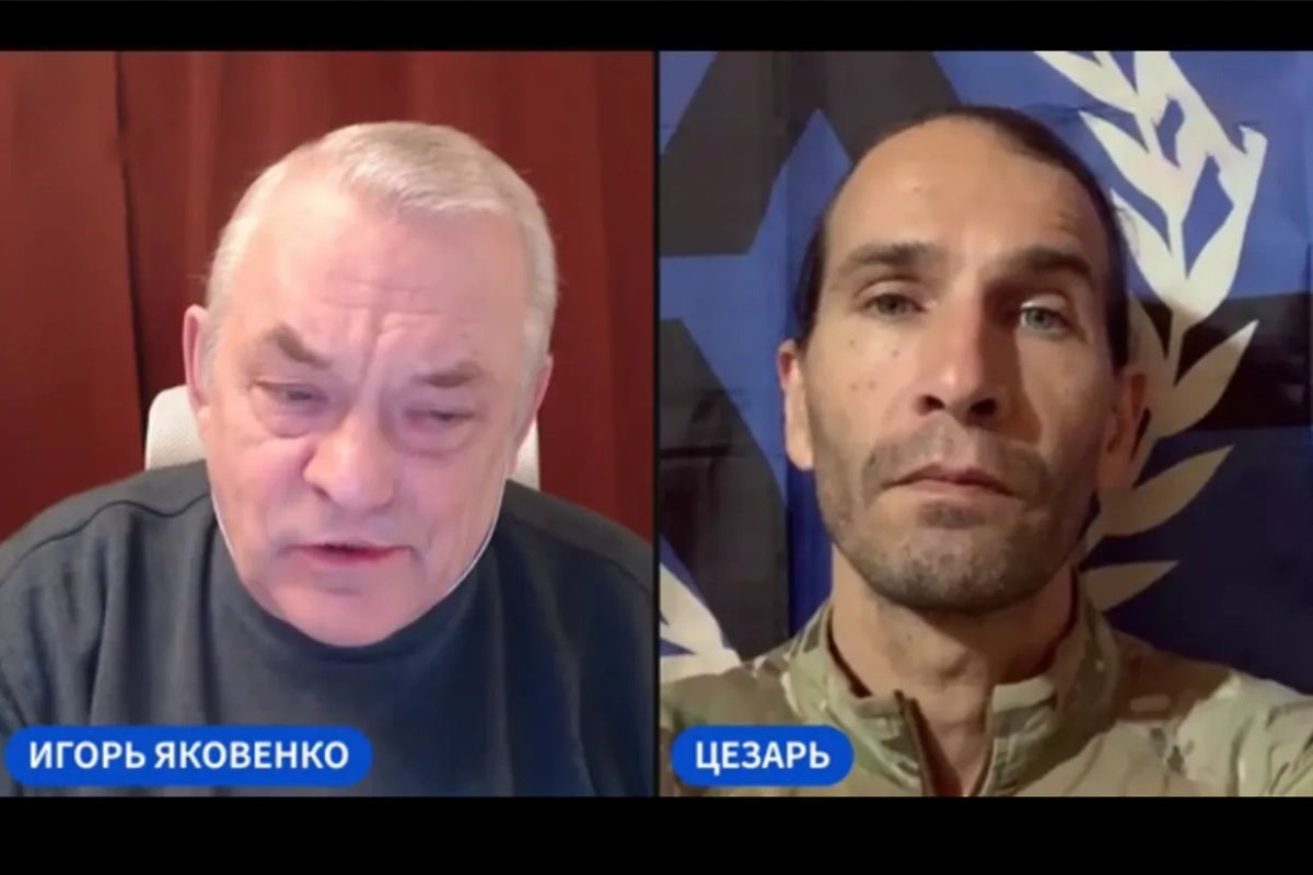 Игорь Яковенко* с заместителем командира «Легиона Свободной России»** Цезарем. Фото © Telegram / igoryakovenko