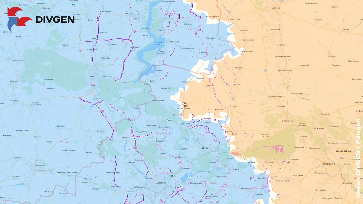 Карта СВО на 30 сентября 2025 года. Армия России освободила Шандриголово. Фото © Telegram / DIVGEN 🚩 Карта СВО