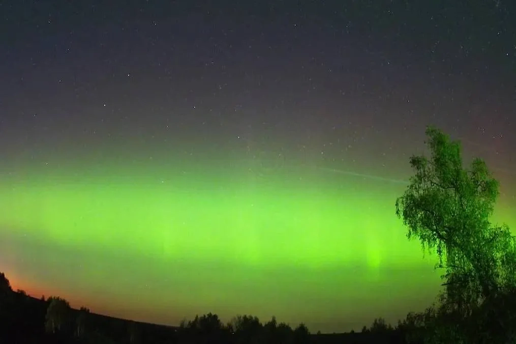 Северное сияние в Ярославской области. Фото © Telegram / AstroAlert | Наблюдательная астрономия