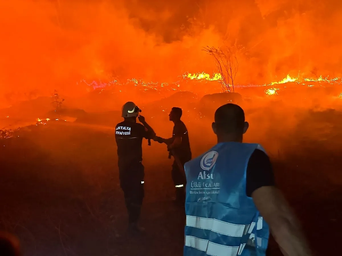Работа пожарных в турецкой Анталье. Обложка © Х / Ülkücü Hareket