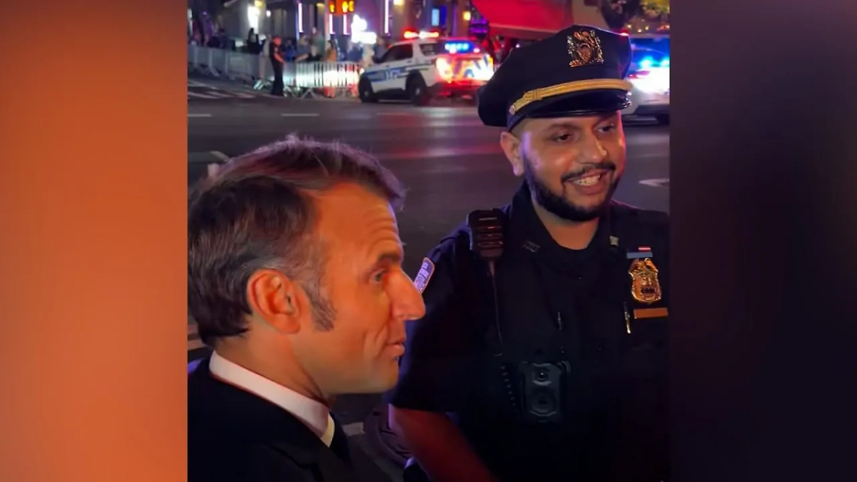 Из-за кортежа президента США Дональда Трампа автомобиль главы Франции Эммануэля Макрона остановили в Нью-Йорке. Обложка © TikTok/ / Brut.