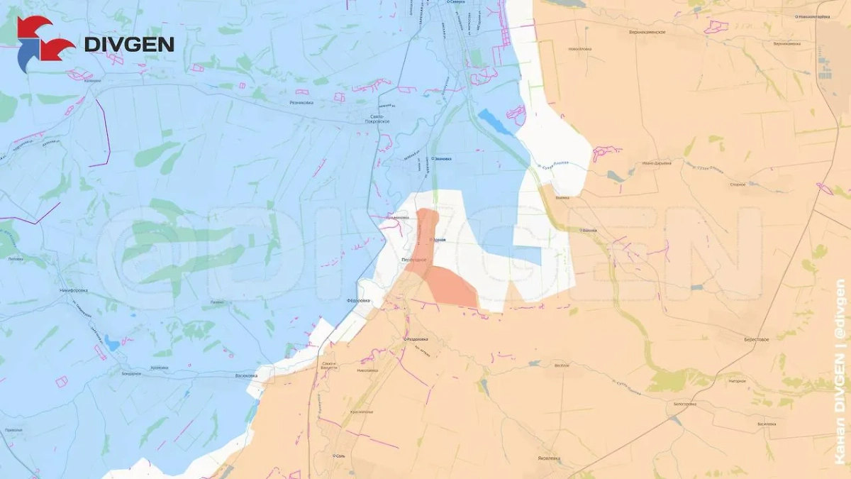 Карта СВО на 24 сентября 2025 года. Подразделения Южной группировки войск решительными действиями освободили населённый пункт Переездное Донецкой Народной Республики. Фото © telegram / DIVGEN 🚩 Карта СВО