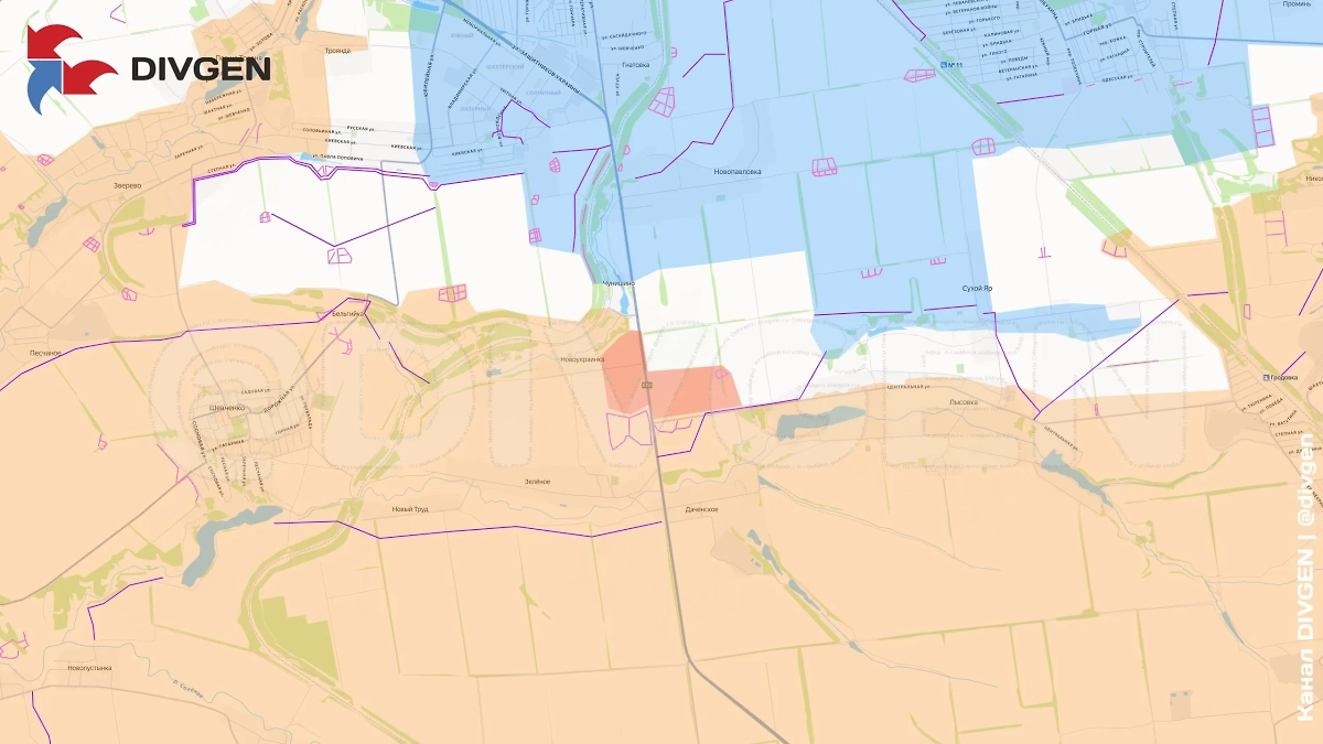 Карта СВО на 4 сентября 2025 года. Армия России продвигается на Красноармейском направлении. Фото © Telegram / DIVGEN 🚩 Карта СВО