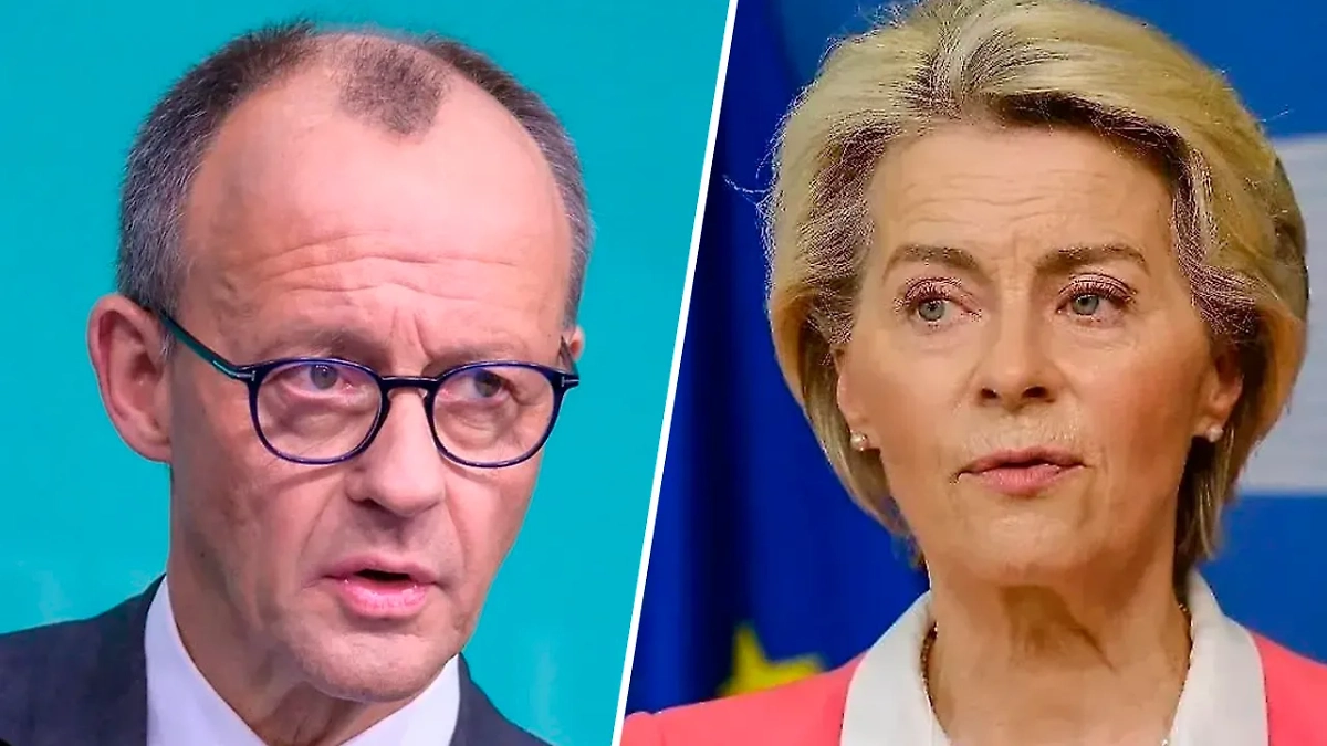 Фридрих Мерц и Урсула фон дер Ляйен. Обложка © Shutterstock / FOTODOM / photocosmos1 / Alexandros Michailidis