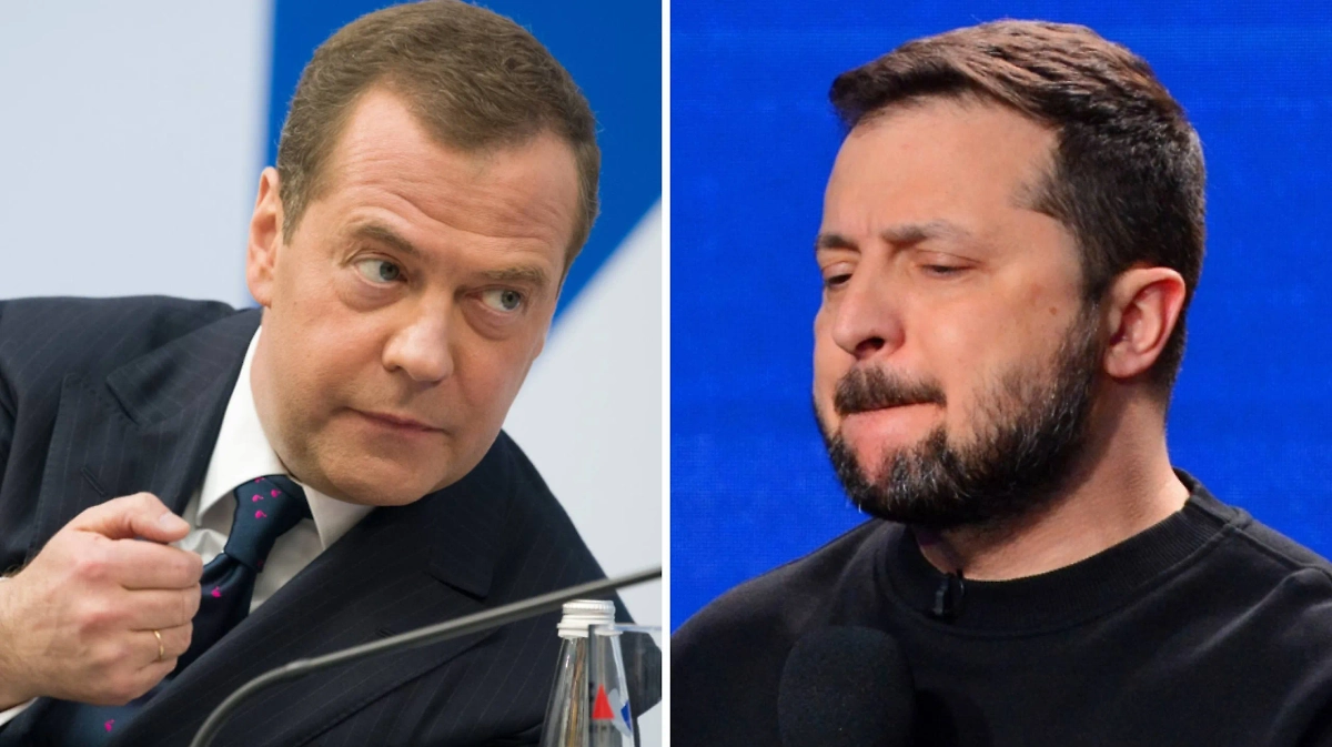 Дмитрий Медведев и Владимир Зеленский. Обложка © Shutterstock / FOTODOM / Anton Veselov, Review News