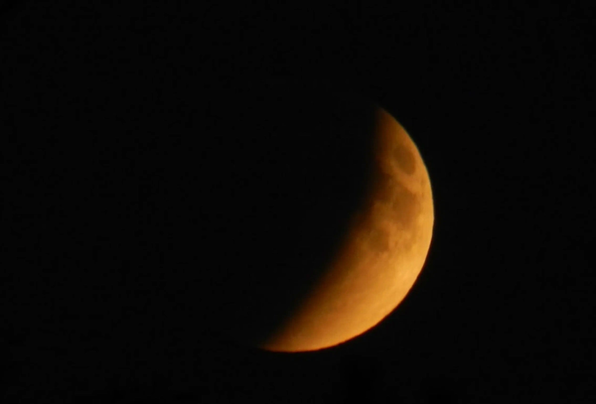 Затмение Луны в Москве. Обложка © Telegram / Луна и Солнце на телескоп или телевик / Лис Осенний