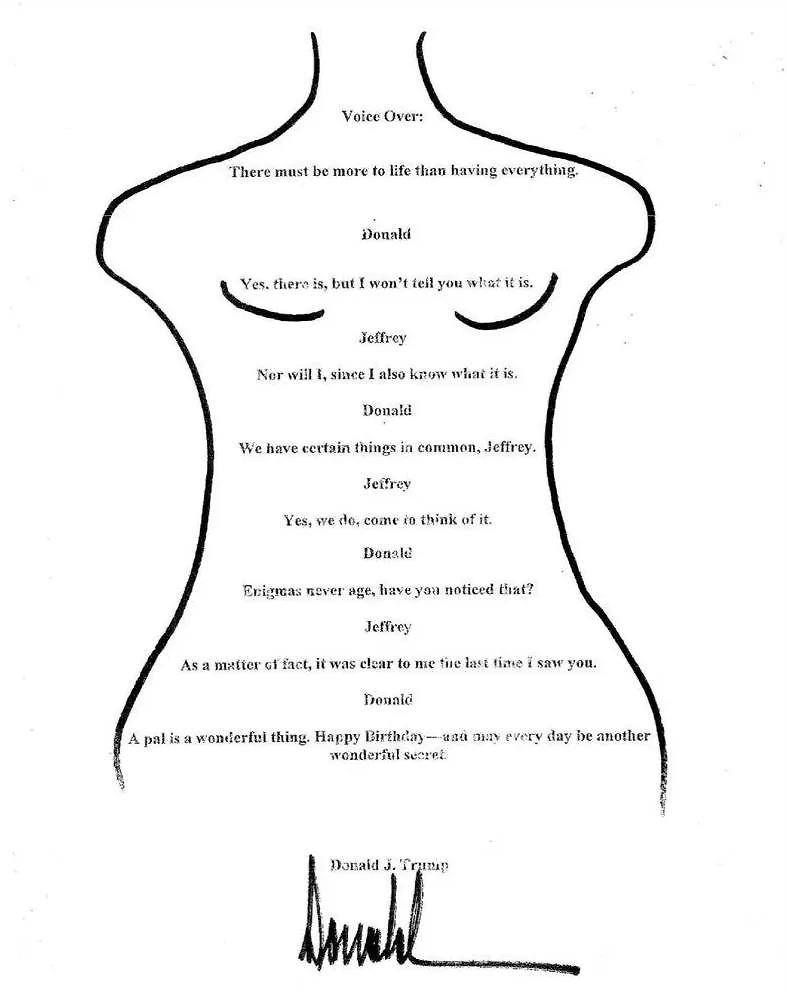 Открытка, якобы подписанная Дональдом Трампом для Эпштейна. Фото © WSJ