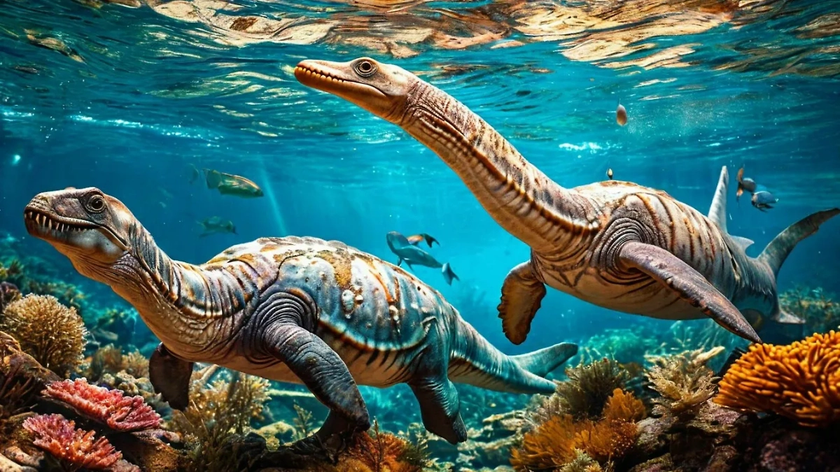 Вместе с плезиозаврами на рыб охотились другие хищники. Фото © «Шедеврум»