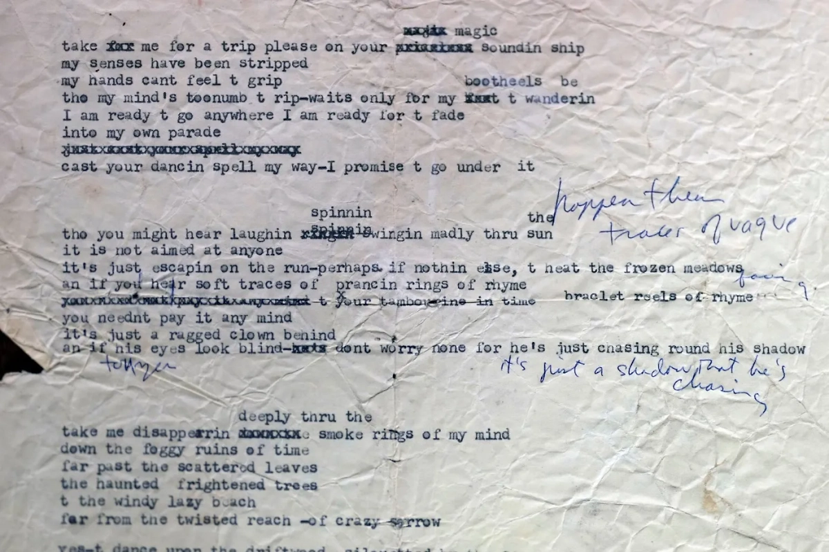 Один из черновиков Боба Дилана. Обложка © ТАСС / EPA / MARK HUMPHREY