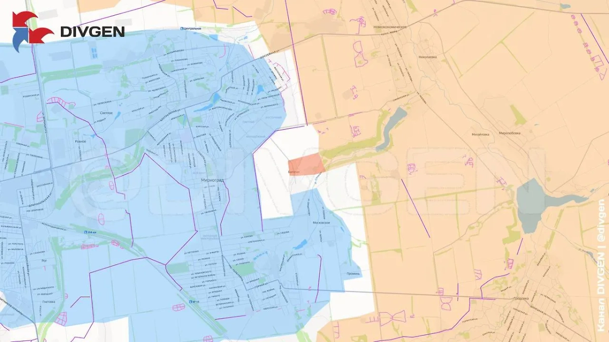 Карта зоны СВО на 13 октября 2025 года. Фото © Telegram / DIVGEN ???? Карта СВО