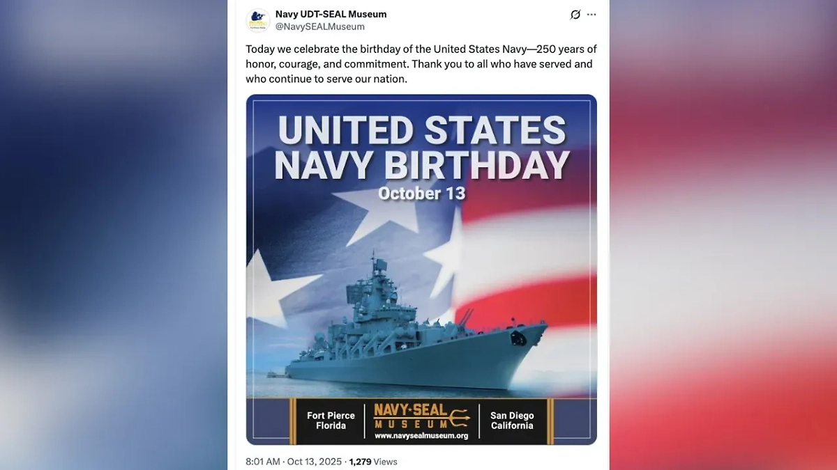 Поздравление американского флота с изображением российского крейсера. Обложка © X / NavySEALMuseum