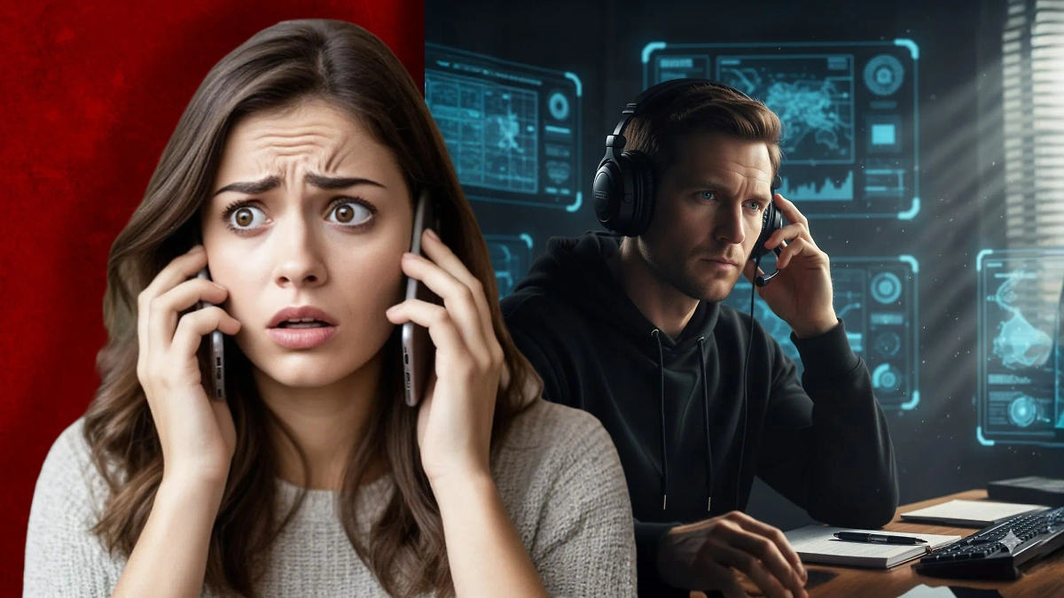 Иногда нам кажется, что наш телефон прослушивают. Киберпреступники и правда могут это сделать. Коллаж © Life.ru  Фото © Nano Banana AI