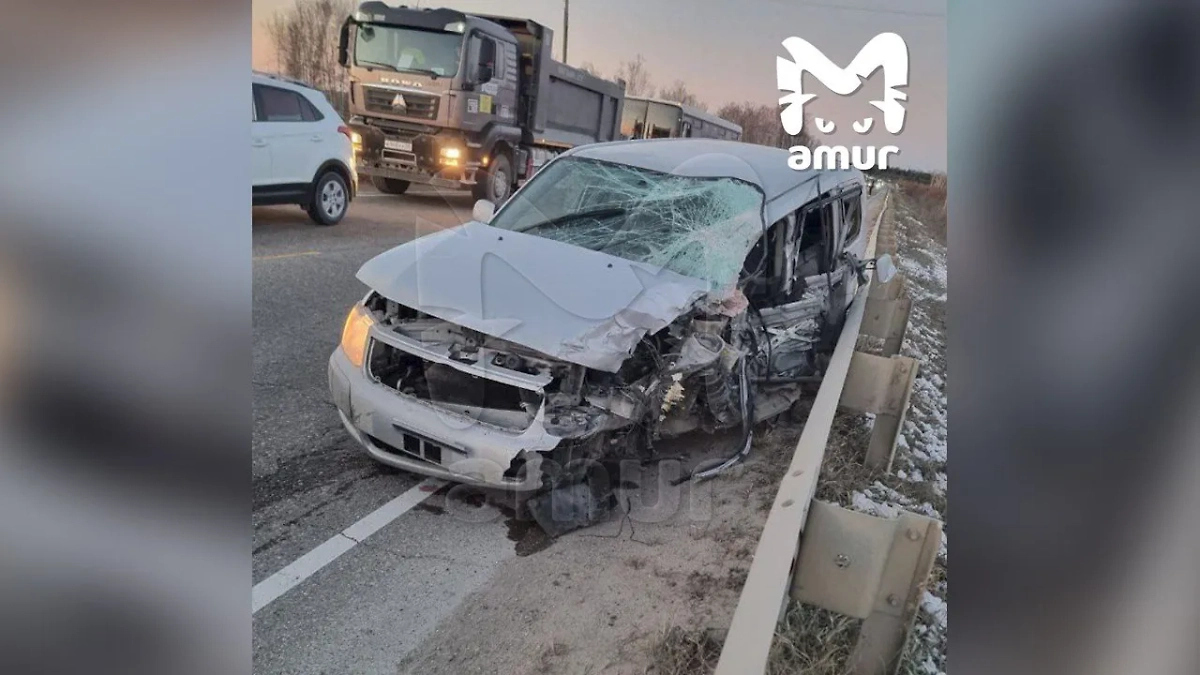 Автобус с 48 пассажирами перевернулся в Амурской области. Фото © Telegram / Amur Mash