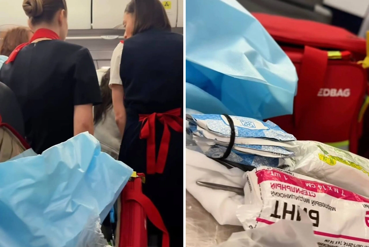 Роды в самолёте. Фото © Telegram / Пресс-служба «Уральских авиалиний»